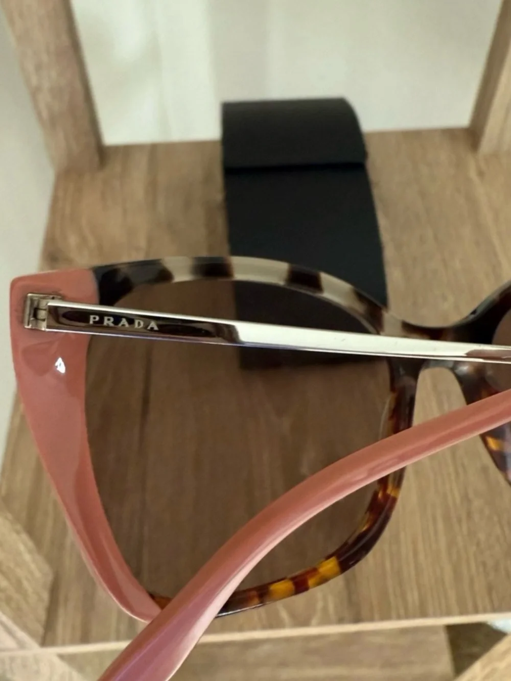 Prada Tortoiseshell Sunglasses with Pink Trim